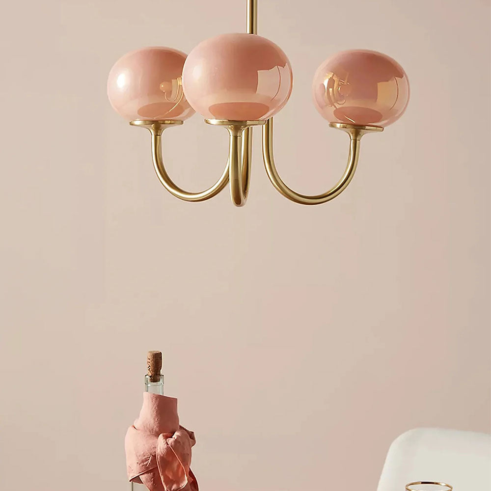Bobleformet Pink Glas Loftlampe | Elegant Marshmallow Design | 3/5 Lyskilder | Justerbar Hængelængde 150 cm | Perfekt til Stue, Spisestue,