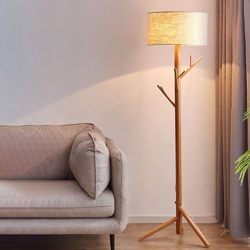 Mirenzo | Stående Lampe med Trædesign | Moderne Elegance og Naturlig Charme | Stilfuld Belysning til Stue, Soveværelse eller Kontor | Minimalistisk