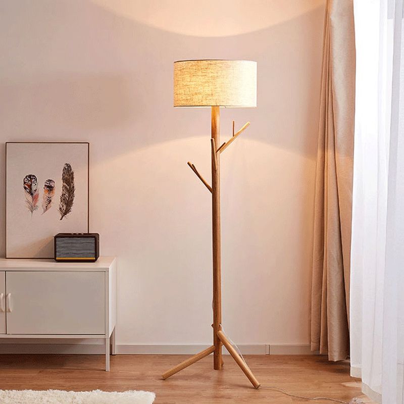 Mirenzo | Stående Lampe med Trædesign | Moderne Elegance og Naturlig Charme | Stilfuld Belysning til Stue, Soveværelse eller Kontor | Minimalistisk