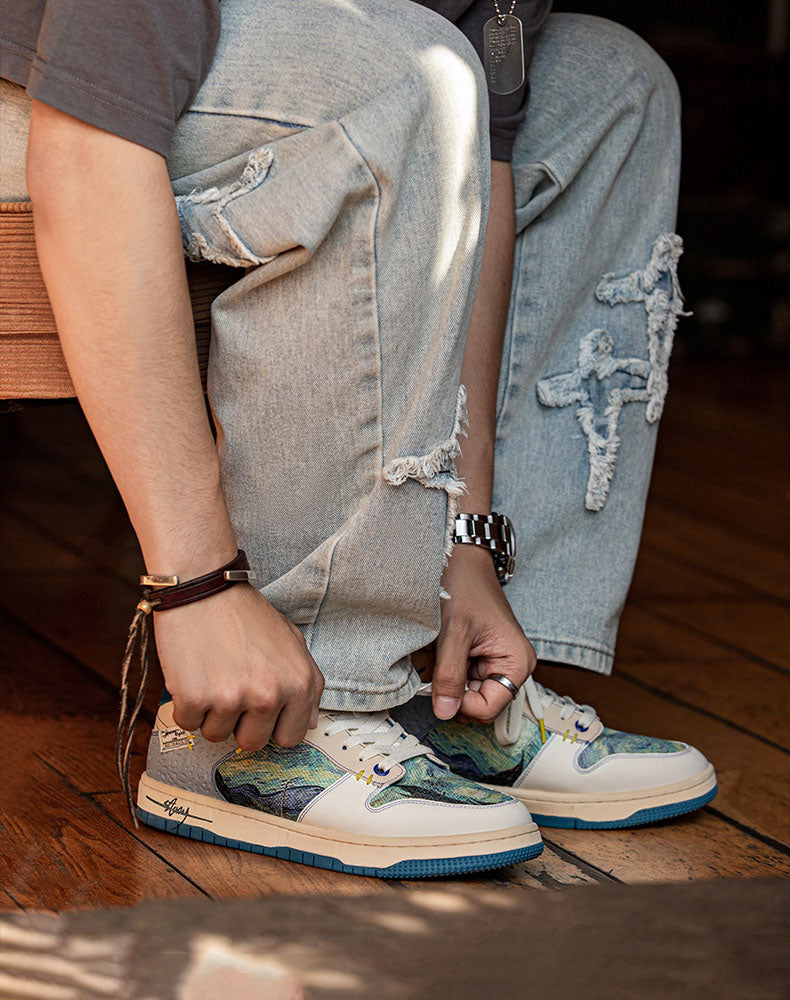 V. Gogh 'Starry Night' kunstinspirerede sneakers | Komfortabel design til daglig