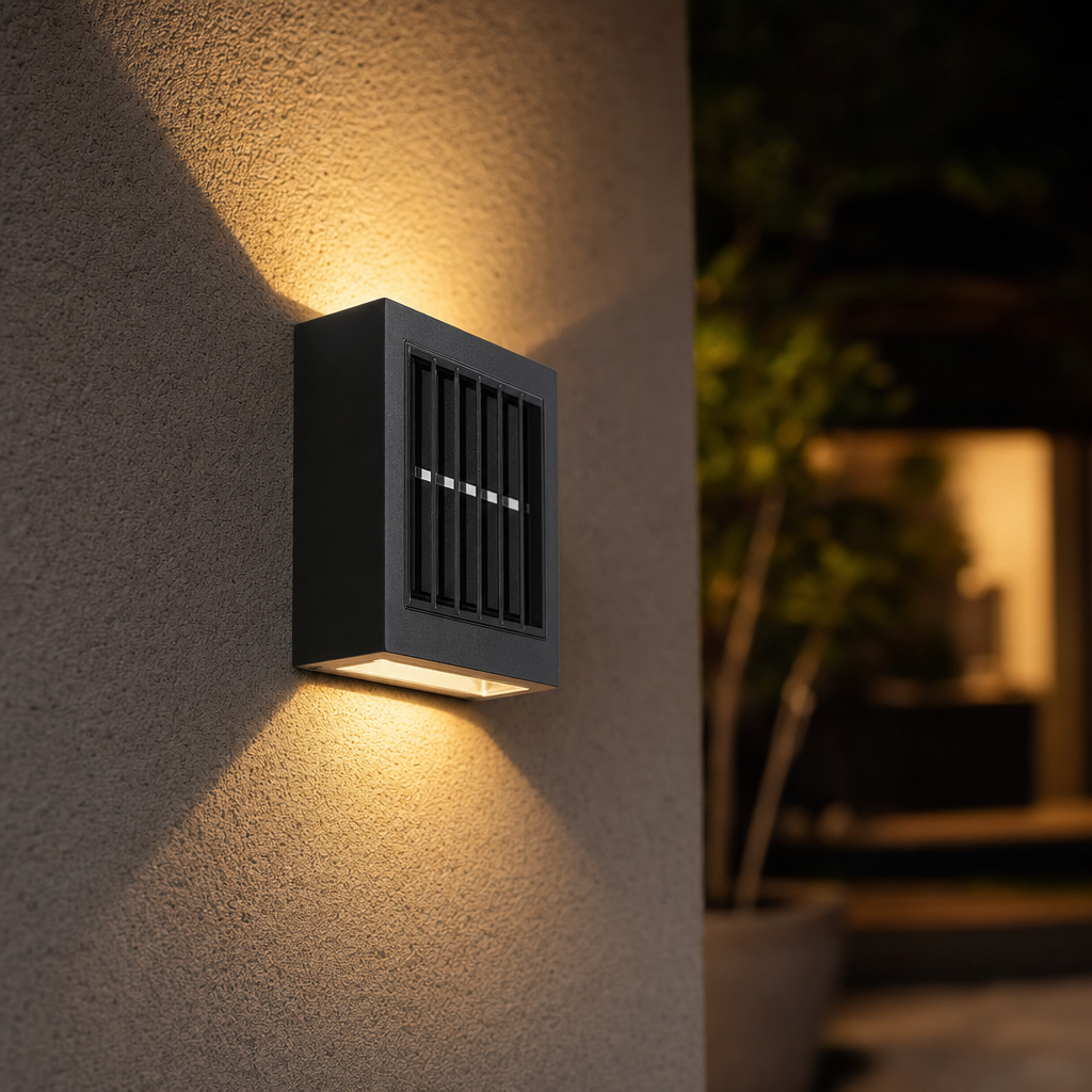 Solar Powered Outdoor Wall Lamp | Waterproof Garden Light | Up Down Spot Lighting | Energy Efficient Decor