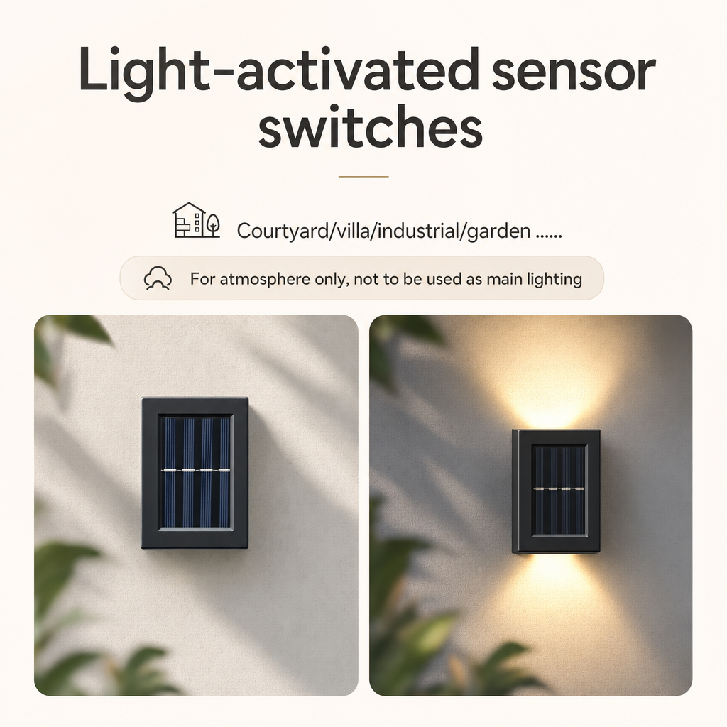 Solar Powered Outdoor Wall Lamp | Waterproof Garden Light | Up Down Spot Lighting | Energy Efficient Decor