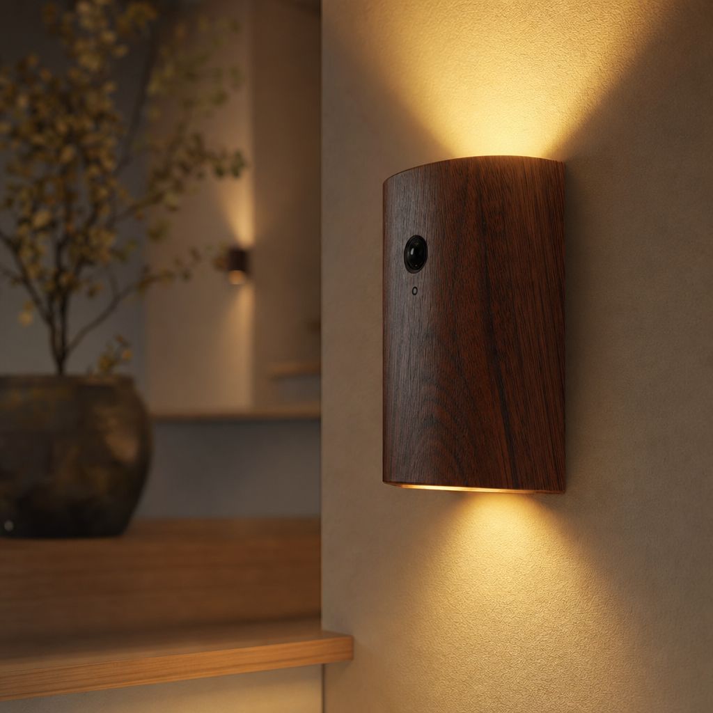 Walnut Wood Motion Sensor LED Wall Light – Rechargeable Up & Down Sconce