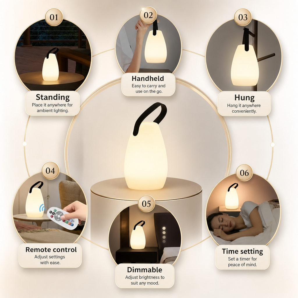 Portable Waterproof LED Lamp | 16 Colors | Indoor and Outdoor Use | USB Rechargeable