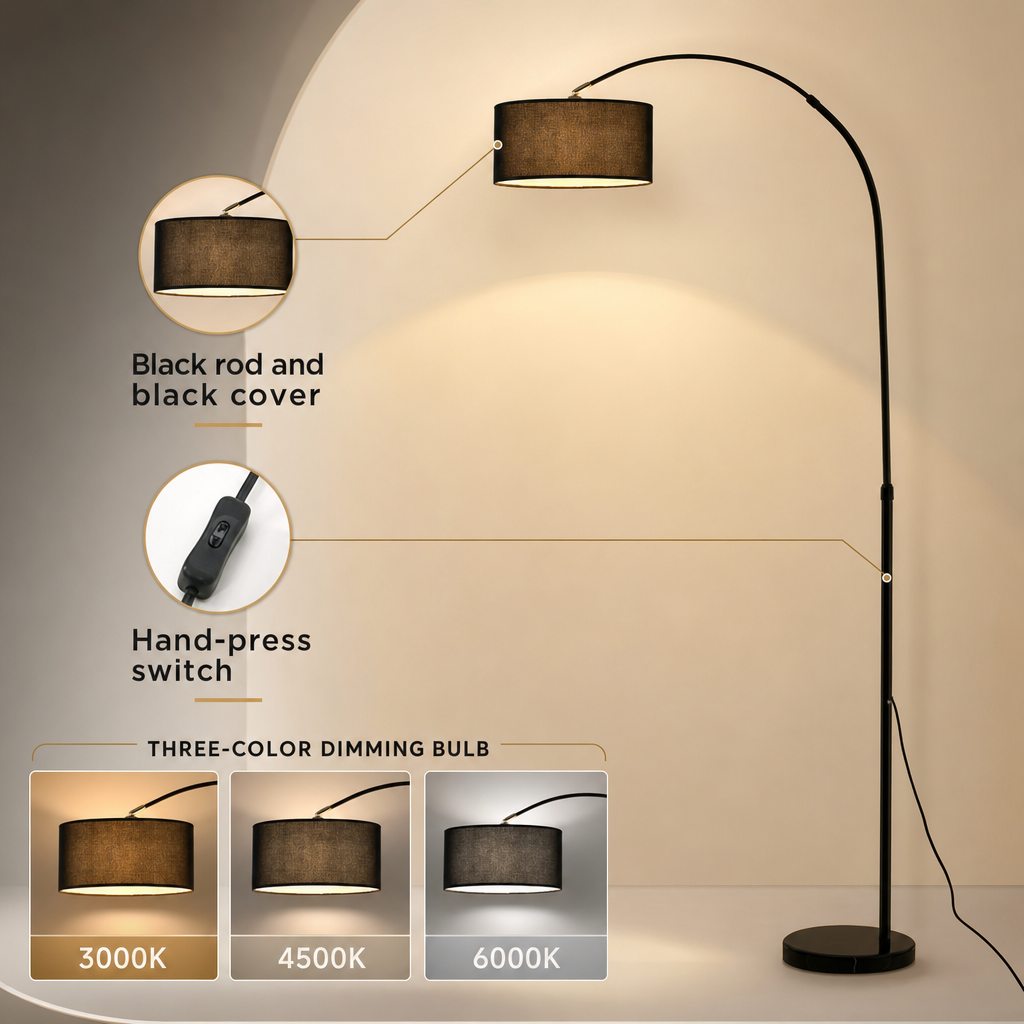 Adjustable LED Arch Floor Lamp | 12W Dimmable Modern Light | Living Room & Bedroom Decor | 360° Rotatable Shade