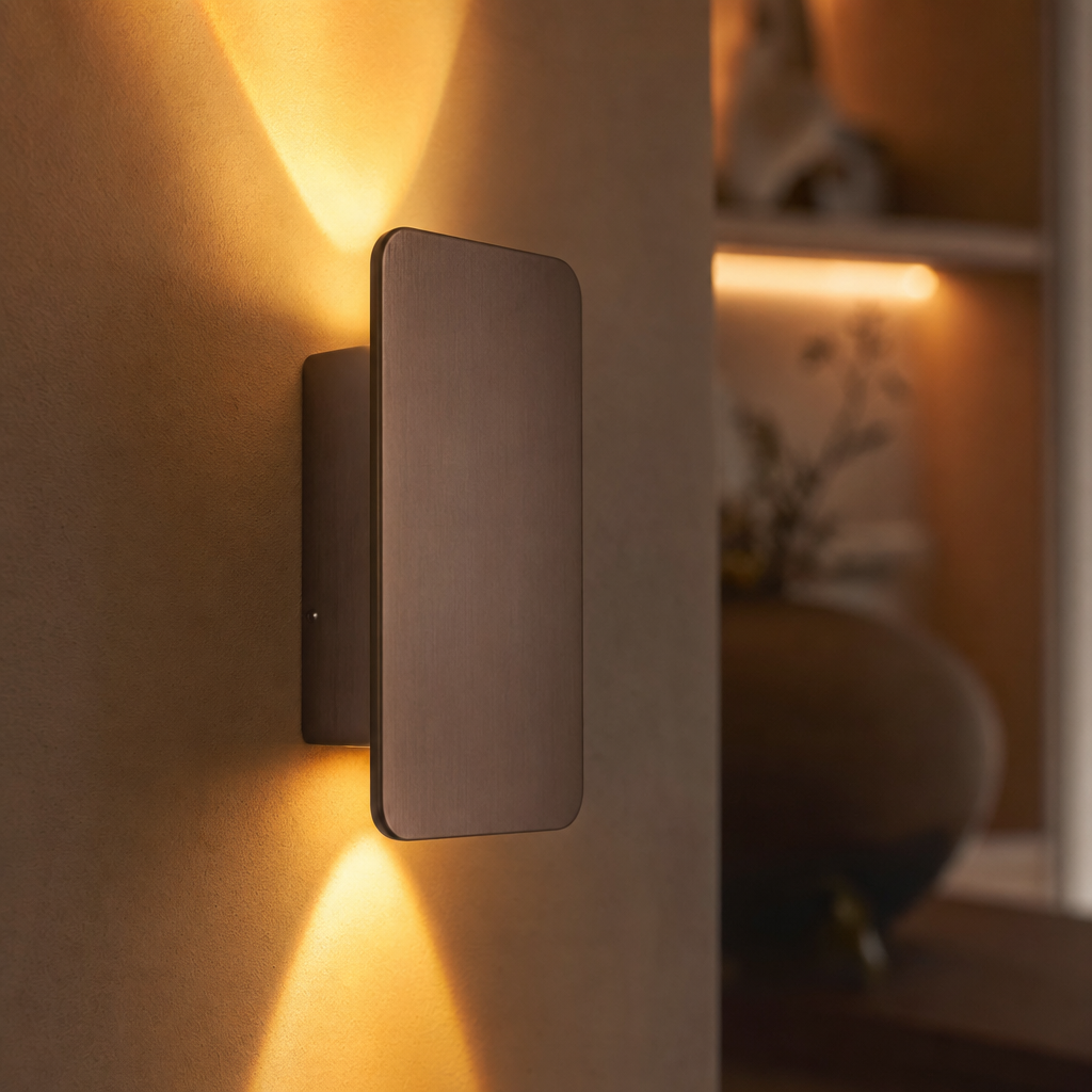 Modern Rectangular LED Wall Light | Minimalist Design | Warm White Glow | Indoor Home Lighting | Black Aluminum Fixture