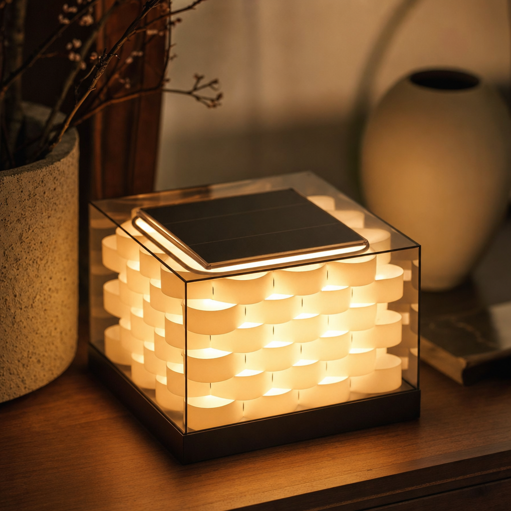 Solar LED Outdoor Light | Cube Weave Design | Easy Install | Auto Dusk-to-Dawn | White | Eco-Friendly Lighting