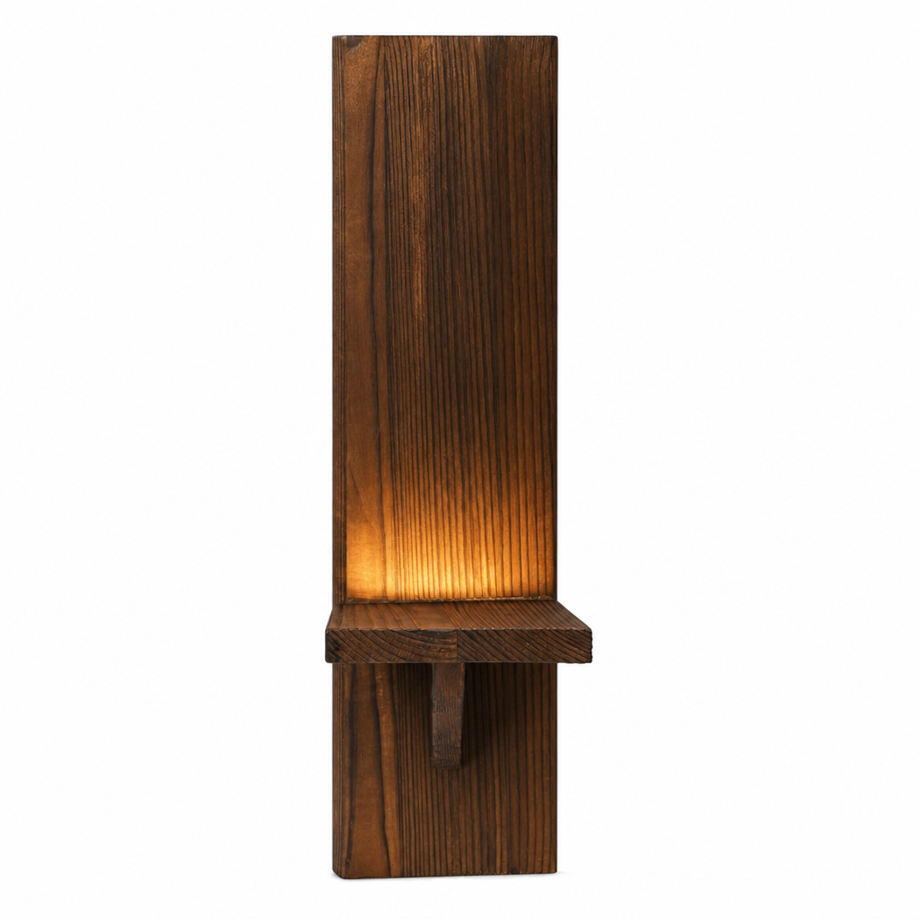 Wall Mounted Wooden Candle Holder | Bohemian Style Wall Lamp | Home Living Room Décor | Floating Frame Shelf | Art Storage Hanger