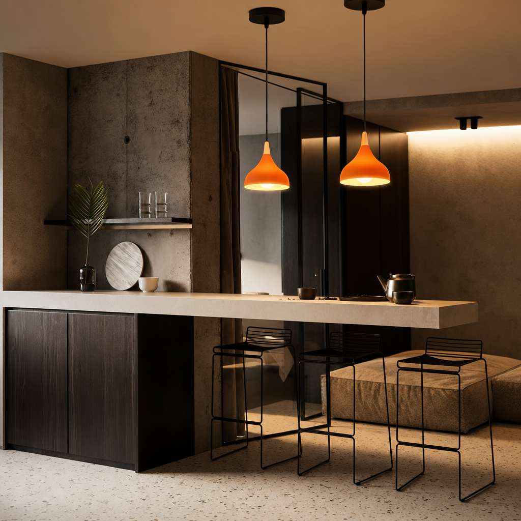 Modern Teardrop Pendant Light | Metal Wood Ceiling Lamp | Bedroom Dining Kitchen Fixture | Hard-Wired | Semi Flush Mount