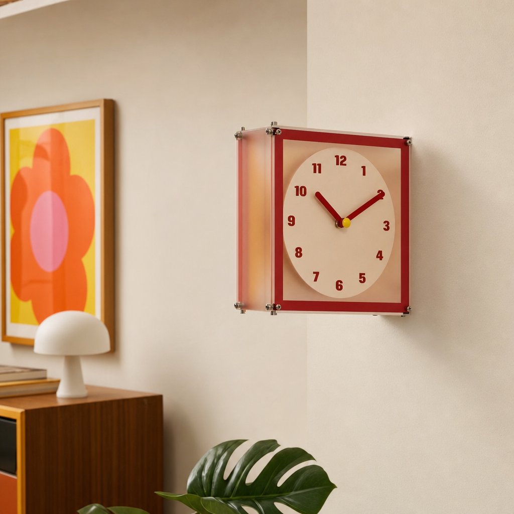 Modern Nordic Square Wall Clock | Creative Double-Sided Design | High-End Home Decor | No Battery Included