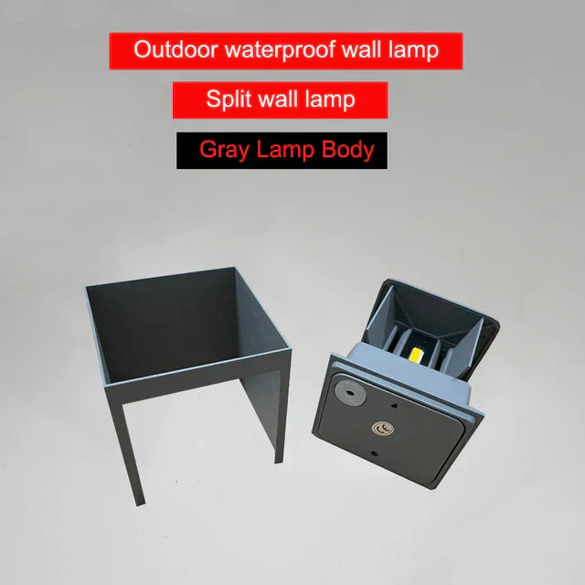 AquaShield | Moderne udendørs belysning | Sort-grå aluminium | Vandtæt lampe | Nem installation | Energisparende | 85-265V | 10 cm x 5 cm x 10 cm