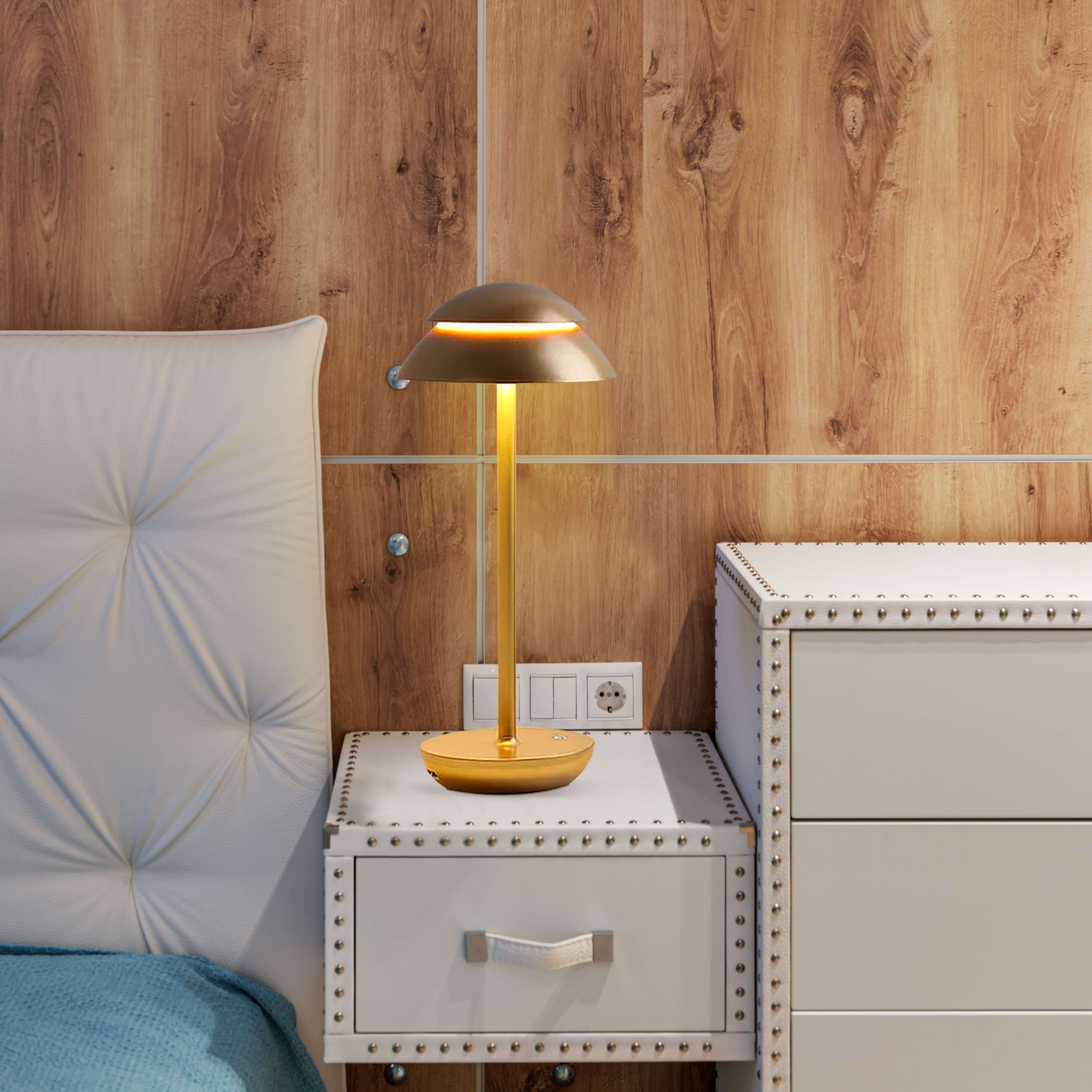 IllumiTouch | Trådløs Bordlys | Genopladelig | Dæmpbar LED | Moderne Design | 3000K Varm Hvid | 15x34 cm | ABS Culfiber Metal | Lang Batteritid