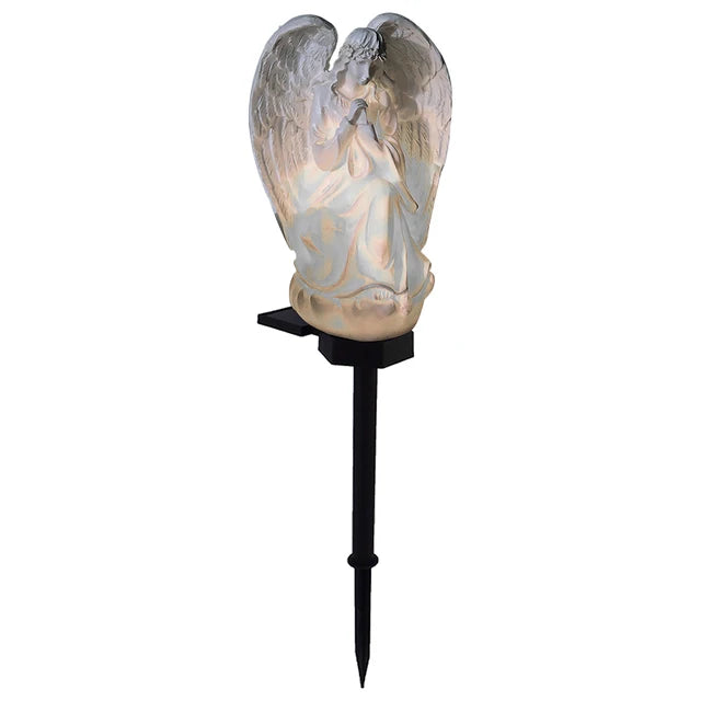 Engel Statue Solcellebelysning | Udendørs Vejrbestandig Havelampe | Energibesparende Dekoration i Premium Resin | Automatisk Opladning | Nem
