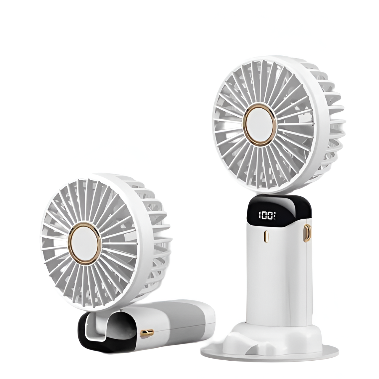Mini bærbar ventilator | Genopladelig med Type-C | 5 hastigheder | 5000mAh batteri | Tyst og justerbar | LED-skærm | Perfekt til hjem, kontor og