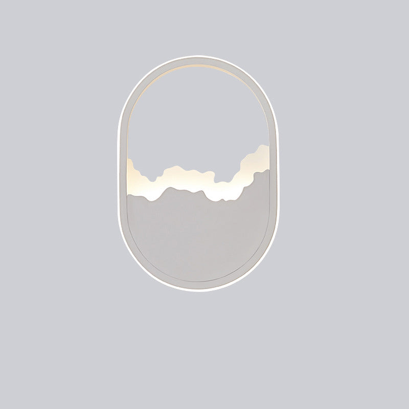Oval LED Væglampe | Moderne Design | Bølget Look | Jern og Akryl Materiale | 14-19W | 1400-1900lm | Grå | Til Stue eller Soveværelse | Nem