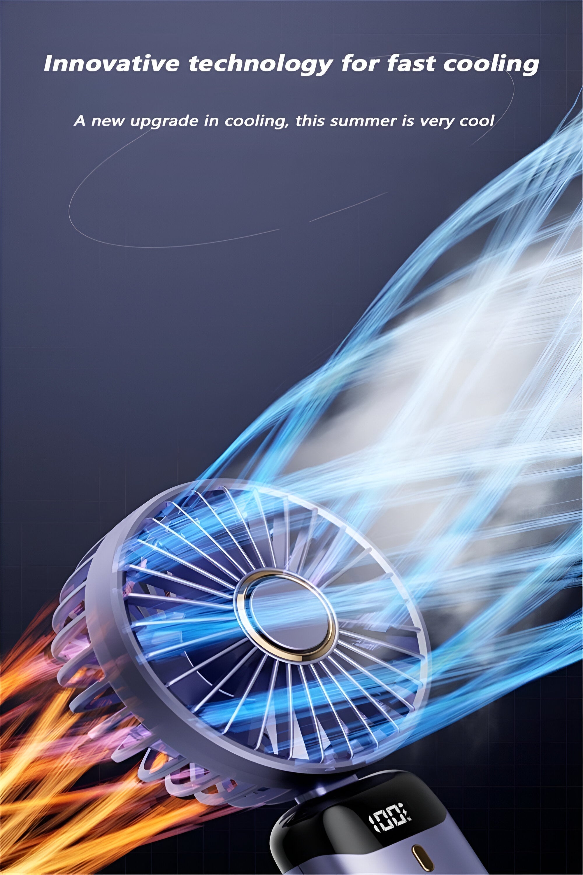 Mini bærbar ventilator | Genopladelig med Type-C | 5 hastigheder | 5000mAh batteri | Tyst og justerbar | LED-skærm | Perfekt til hjem, kontor og