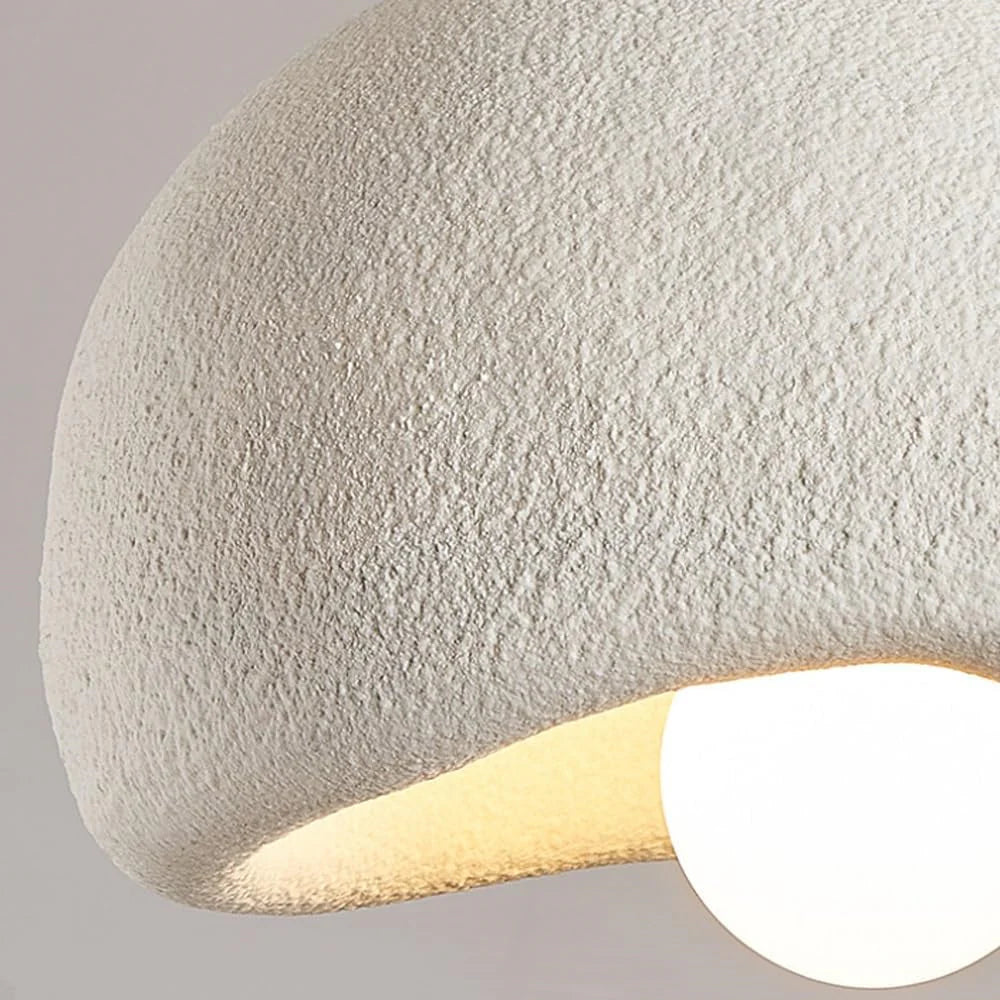 Serenith Pendel Lampe | Wabi-Sabi Design | Harpiks & Polystyren | Domeformet | Hvid & Grå | E27 Fatning | Max 40W | Blødt Lys | Æstetisk Appeal | Til