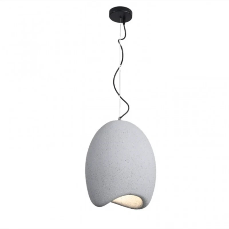 Serenith Pendel Lampe | Wabi-Sabi Design | Harpiks & Polystyren | Domeformet | Hvid & Grå | E27 Fatning | Max 40W | Blødt Lys | Æstetisk Appeal | Til