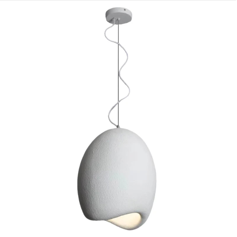 Serenith Pendel Lampe | Wabi-Sabi Design | Harpiks & Polystyren | Domeformet | Hvid & Grå | E27 Fatning | Max 40W | Blødt Lys | Æstetisk Appeal | Til