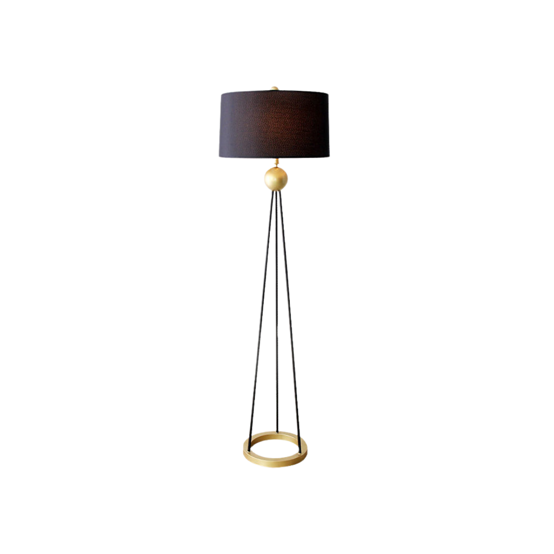 Linaretta | Elegant Gulvlampe | Stoffskærm & Metalaccenter | Tidløst Design | Robust Stativ | Moderne & Klassisk Look | Perfekt til Stue &