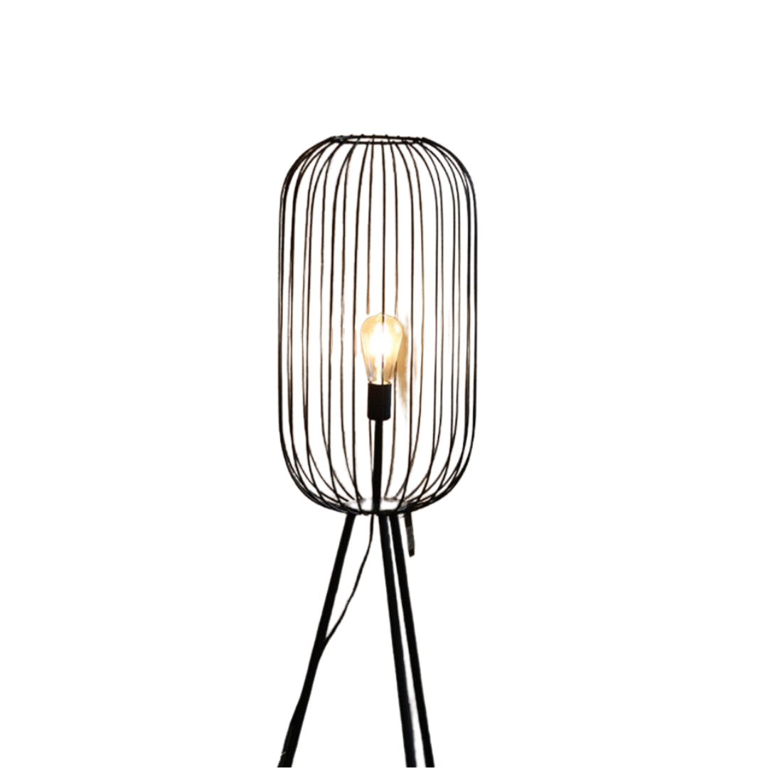 Talvito | Ståltrådsdesign | E27 Kompatibel Gulvlampe | Elegant Ramme | LED-Kompatibel | Højkvalitets Finish | Industrielt & Moderne Interiør