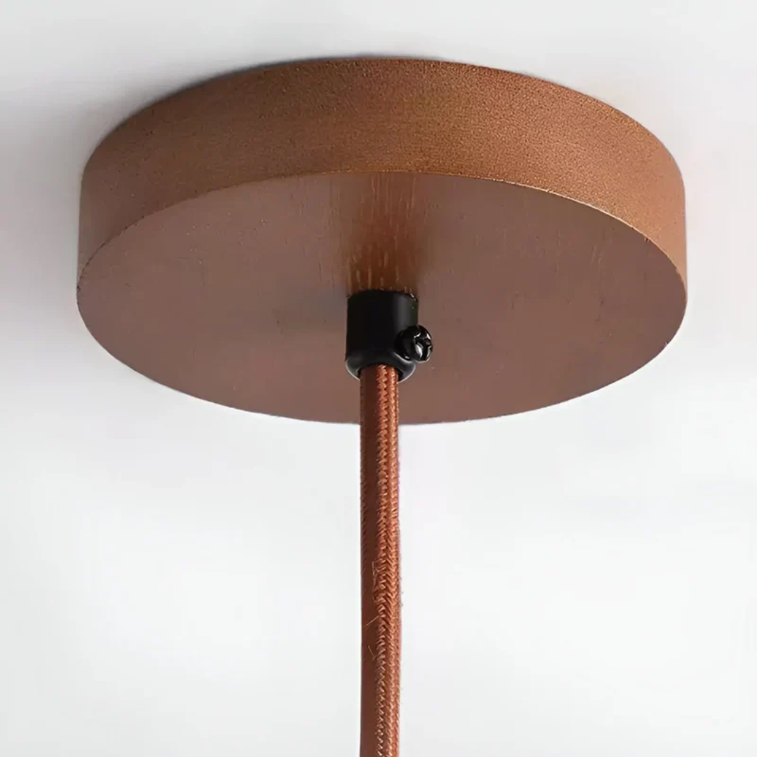 TranquilHalo LED Hanging Light | Adjustable Height | Yellow Stone & Wood | Easy Install | Warm Glow | 2m Cord | 15cm Diameter