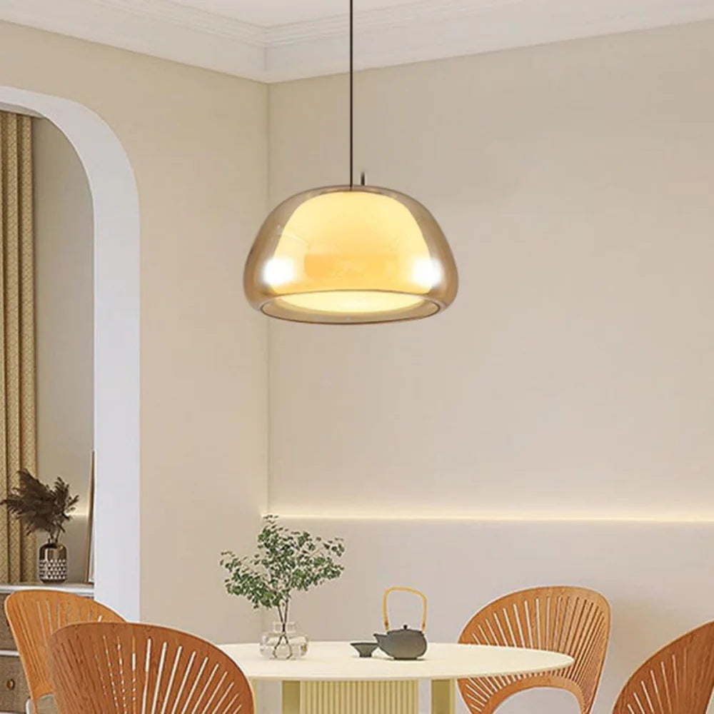 Zephyra Glaspendel | Krystallinsk kuppelform | Justerbar ledning | Grå Amber Transparent | E26