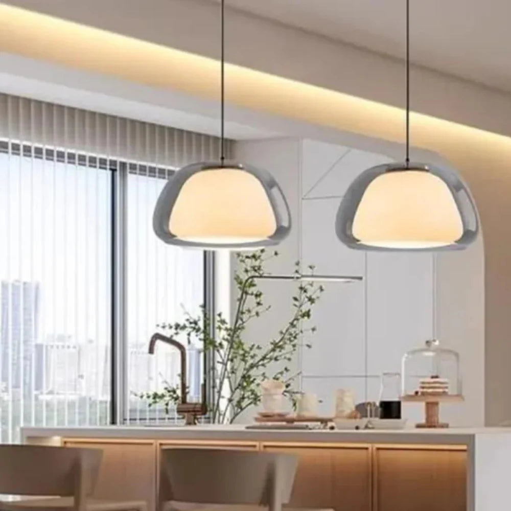 Zephyra Glaspendel | Krystallinsk kuppelform | Justerbar ledning | Grå Amber Transparent | E26