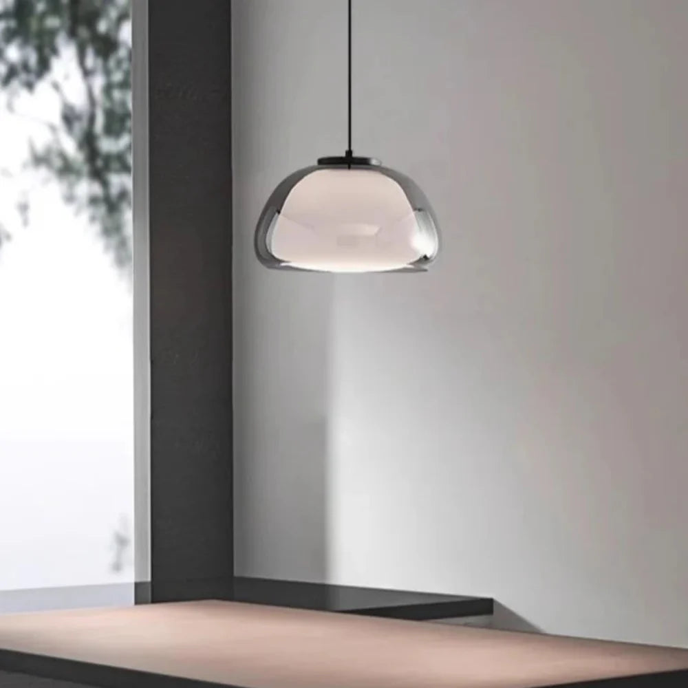 Zephyra Glaspendel | Krystallinsk kuppelform | Justerbar ledning | Grå Amber Transparent | E26