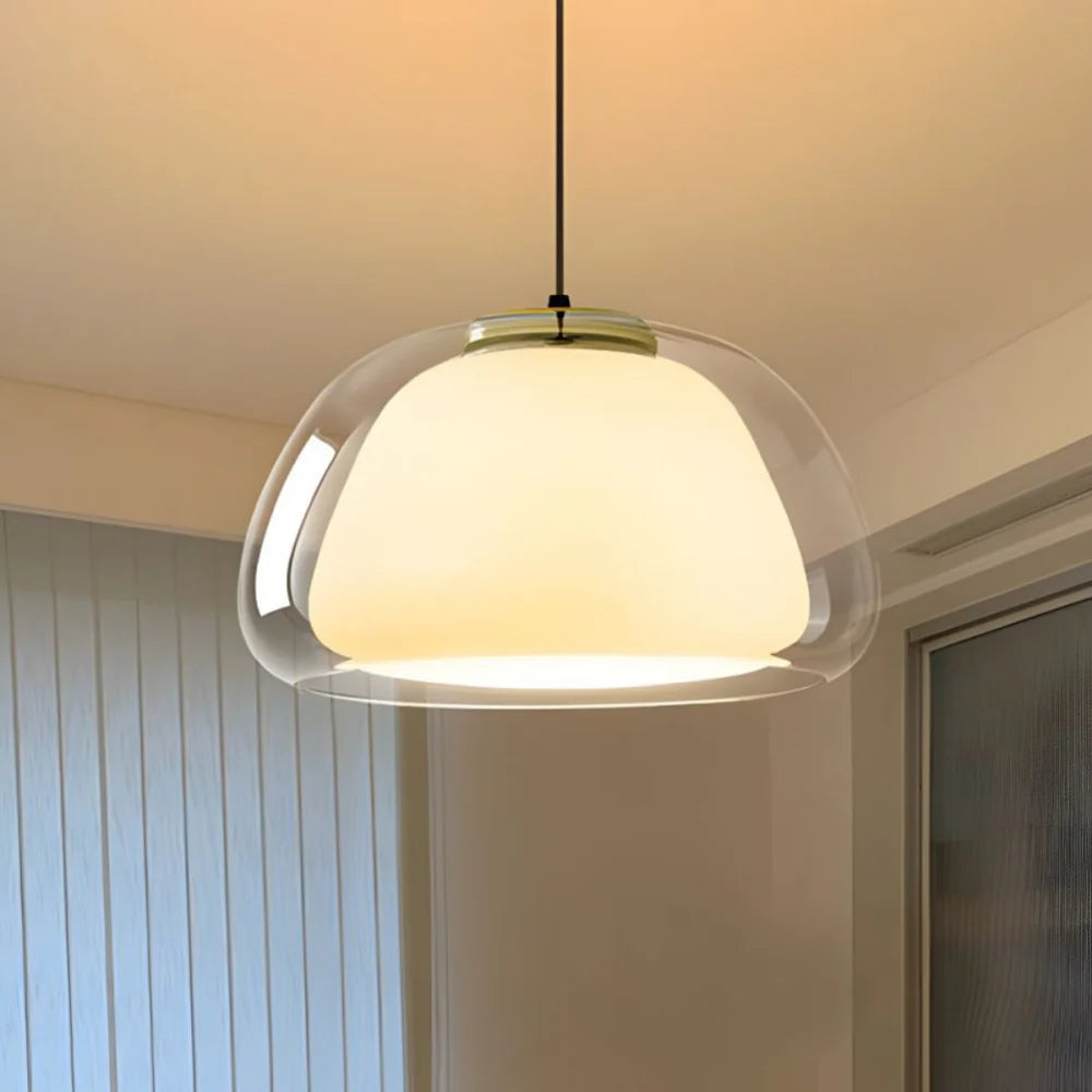 Zephyra Glaspendel | Krystallinsk kuppelform | Justerbar ledning | Grå Amber Transparent | E26