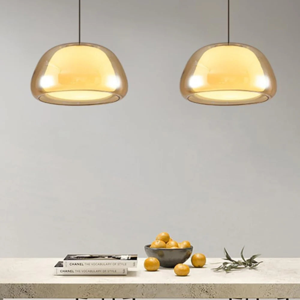 Zephyra Glaspendel | Krystallinsk kuppelform | Justerbar ledning | Grå Amber Transparent | E26