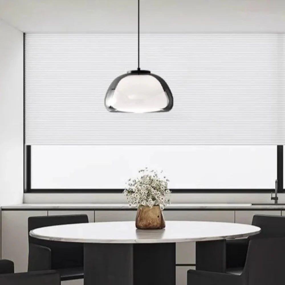 Zephyra Glaspendel | Krystallinsk kuppelform | Justerbar ledning | Grå Amber Transparent | E26