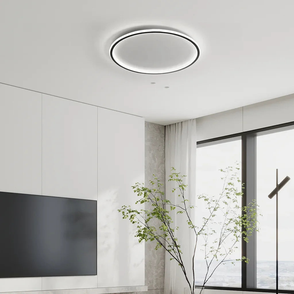 Zev Rund Loftlampe | Moderne Design | Kunstnerisk Silhuet | Premium Metal & Akryl | Tidløse Farver | Perfekt til Enhver Rumstørrelse | Hjem Belysning