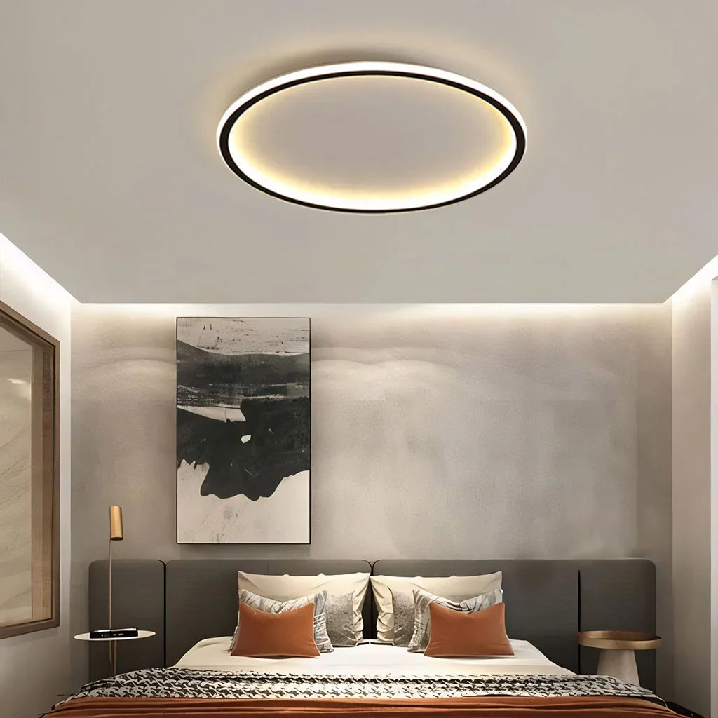 Zev Rund Loftlampe | Moderne Design | Kunstnerisk Silhuet | Premium Metal & Akryl | Tidløse Farver | Perfekt til Enhver Rumstørrelse | Hjem Belysning