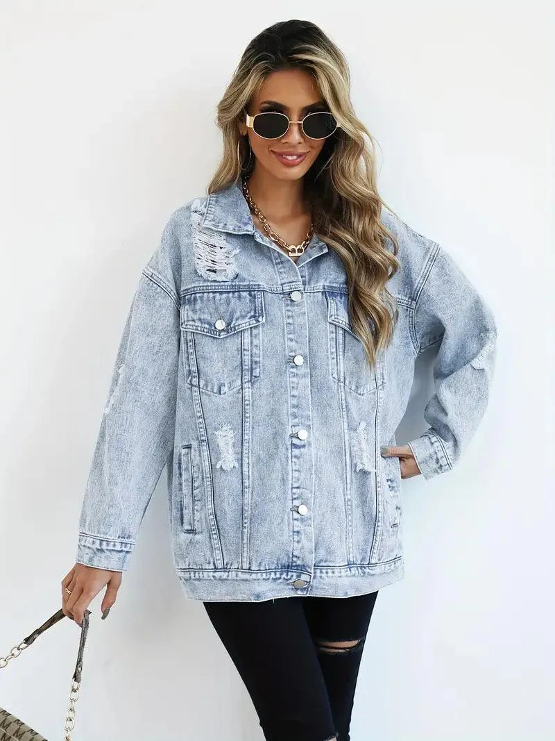 Trendy Oversized Denimjakke til Kvinder - Visconte