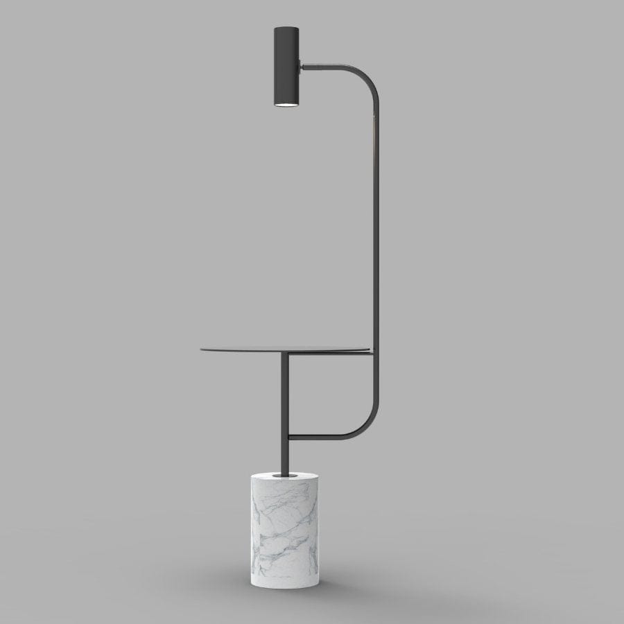 Lucorin | Gulvlampe med Hylde og Marmorfod | Integreret LED Lys | Moderne Design | Stabil og Elegant | Til Soveværelse eller