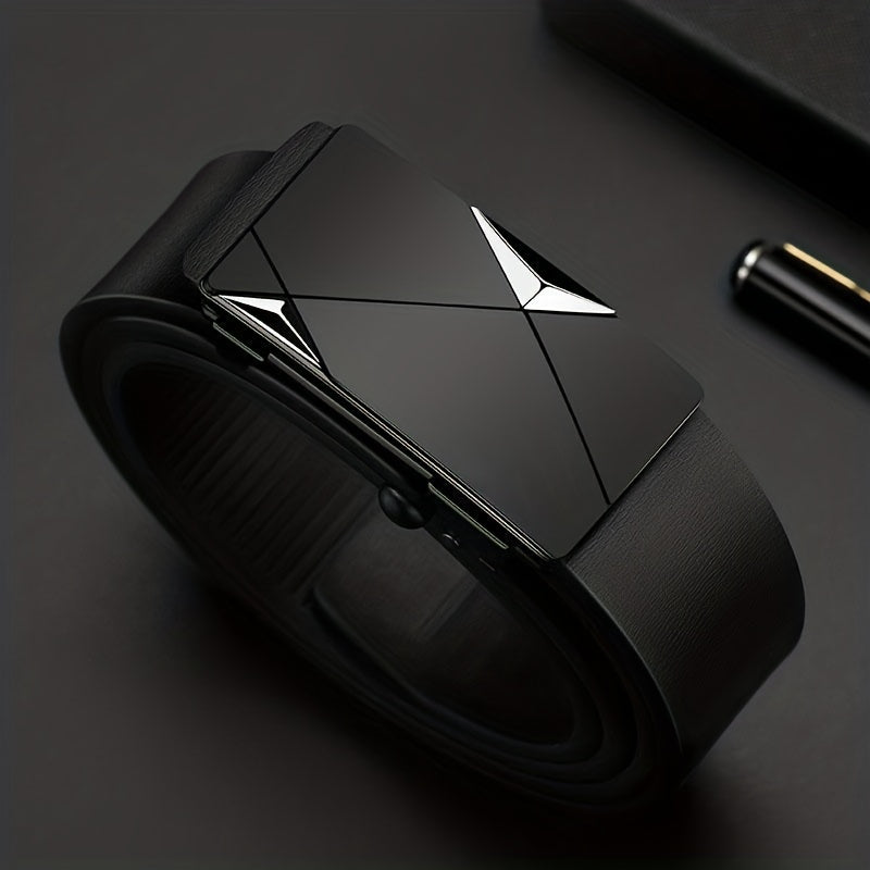 Herremandsbælte i ægte læder med automatisk