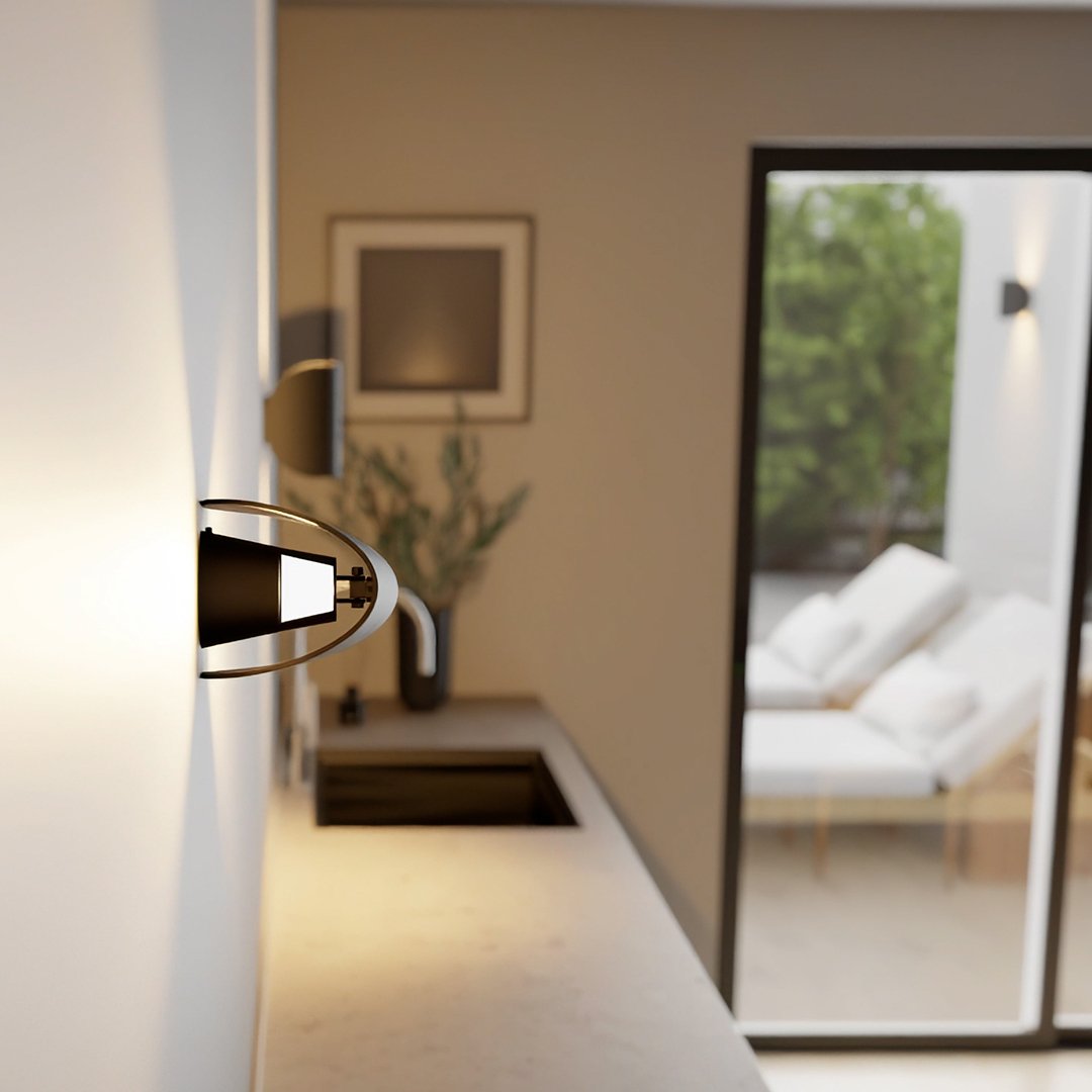 Luminoir | Drej- og Vippelig LED Væglampe | Moderne Aluminium | Sort | Energieffektiv Belysning | Indendørs/udendørs | IP65 | 20x15x10 cm | 1,2