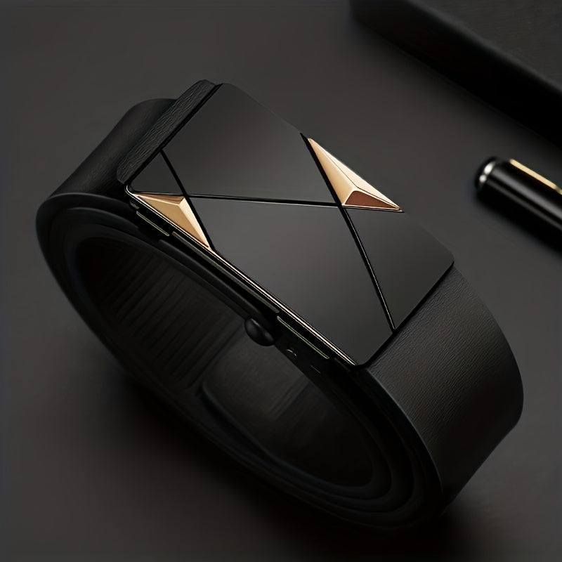 Herremandsbælte i ægte læder med automatisk