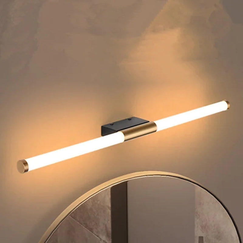 Leigh LED Væglampe | Hvid-Guld Metal | Moderne Minimalistisk Design | Stue & Badeværelse | Rustfrit Stål & Akryl | 49-69 cm | LED 3000K/6000K