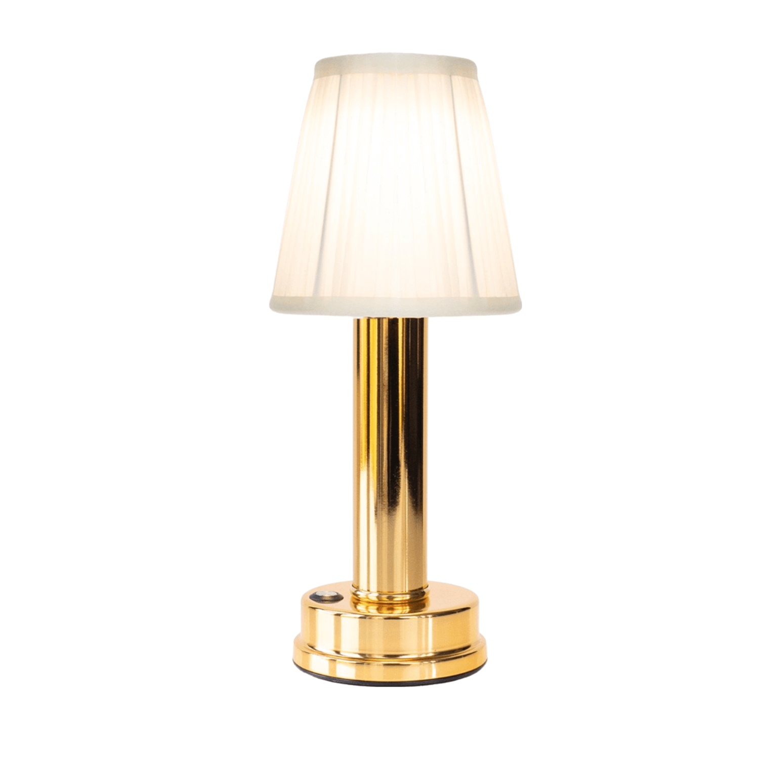 Cordless Rechargeable Fabric Table Lamp | Dimmable LED Light | Soft Atmosphere Lighting | Gold Finish | USB Charging | Portable Desk Lamp