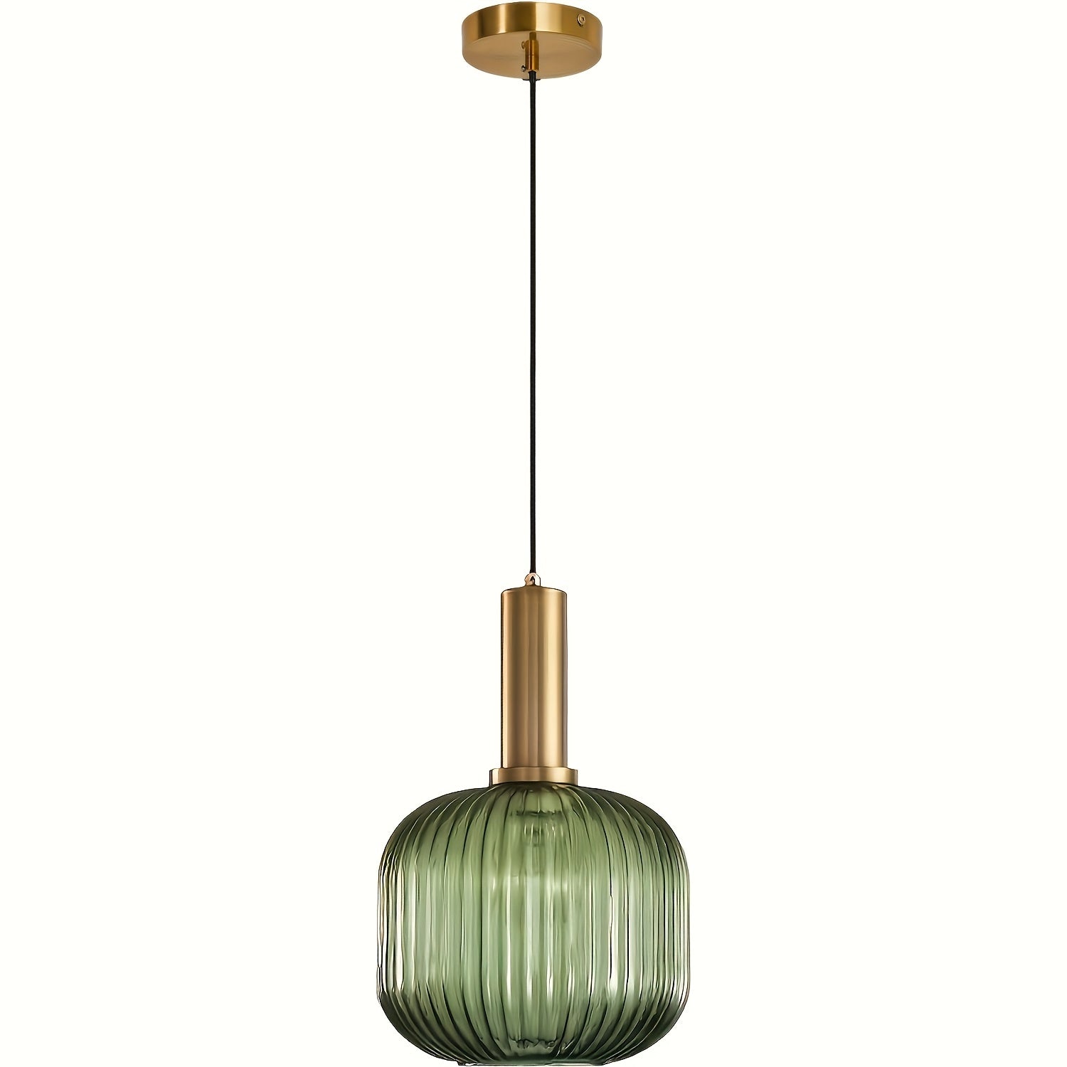Modern Striped Glass Pendant Light | Kitchen Island Ceiling Fixture | Metal & Polished Finish | E26 Base