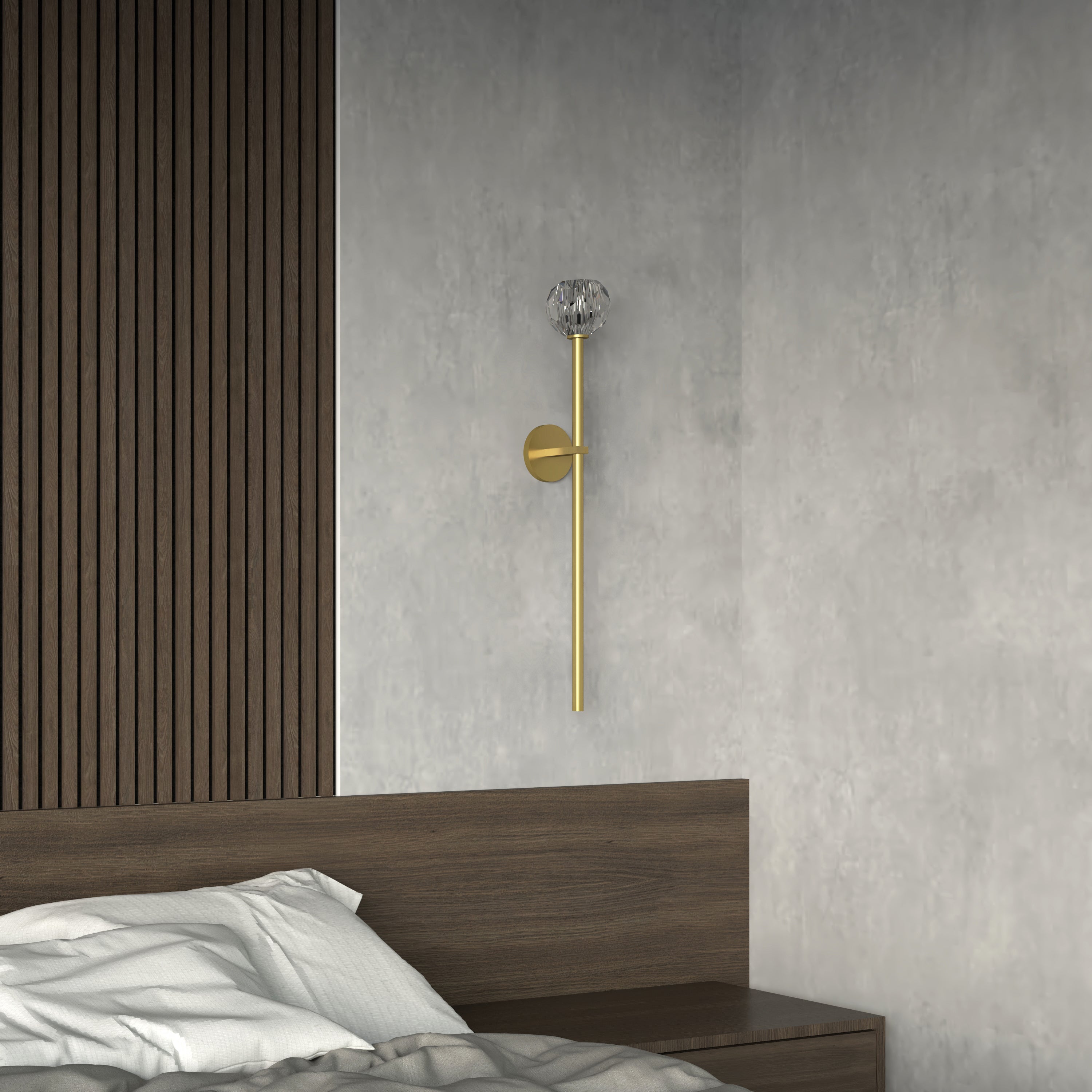 Lux Væglampe | Moderne Vægbelysning i Jern og Krystal | Fastnet Strøm | Højde 71 cm | G9 Pære | UL-certificeret | Sort, Guld, Sølv | 3000K Varm Lys