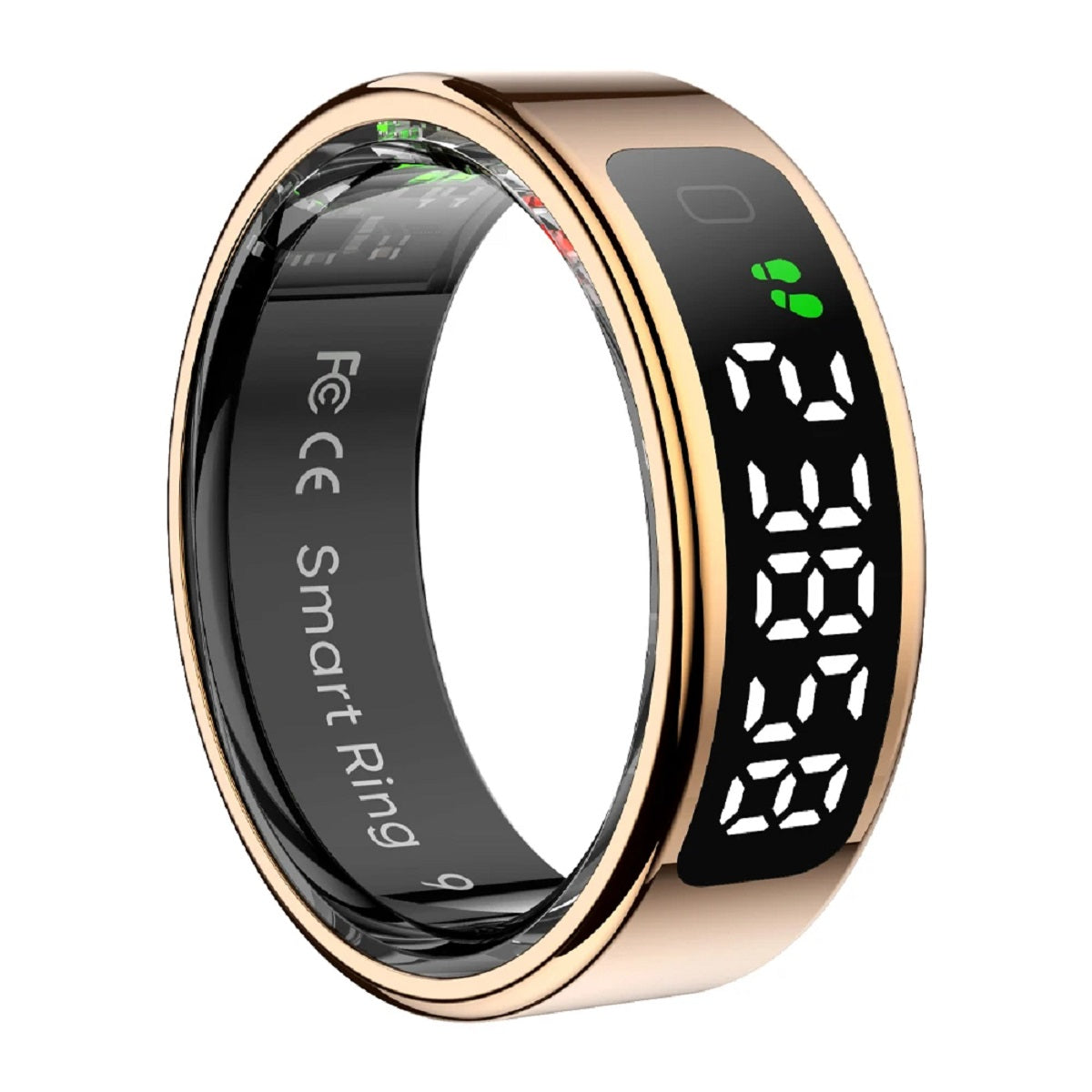 Smart ring med LED-touchskærm | Trådløs Bluetooth | Puls, søvn, stress | IP68/5ATM vandtæt | Kompatibel med Android og iOS | Geststyringfunktioner