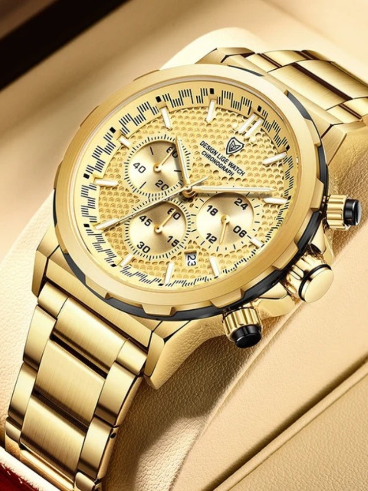 Elegant Herreur i Rustfrit Stål | Justerbar Rem | Moderne Smartwatch med Flere Funktioner | Sølv, Sort eller Stilsikker