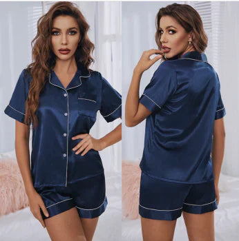 Aurelia Pyjamasæt | Satin Silke Luksus | Blød Komfort | Temperaturregulering | Elegant