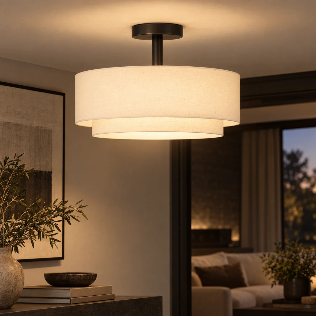 Brenda | Linen Semi Flush Ceiling Light