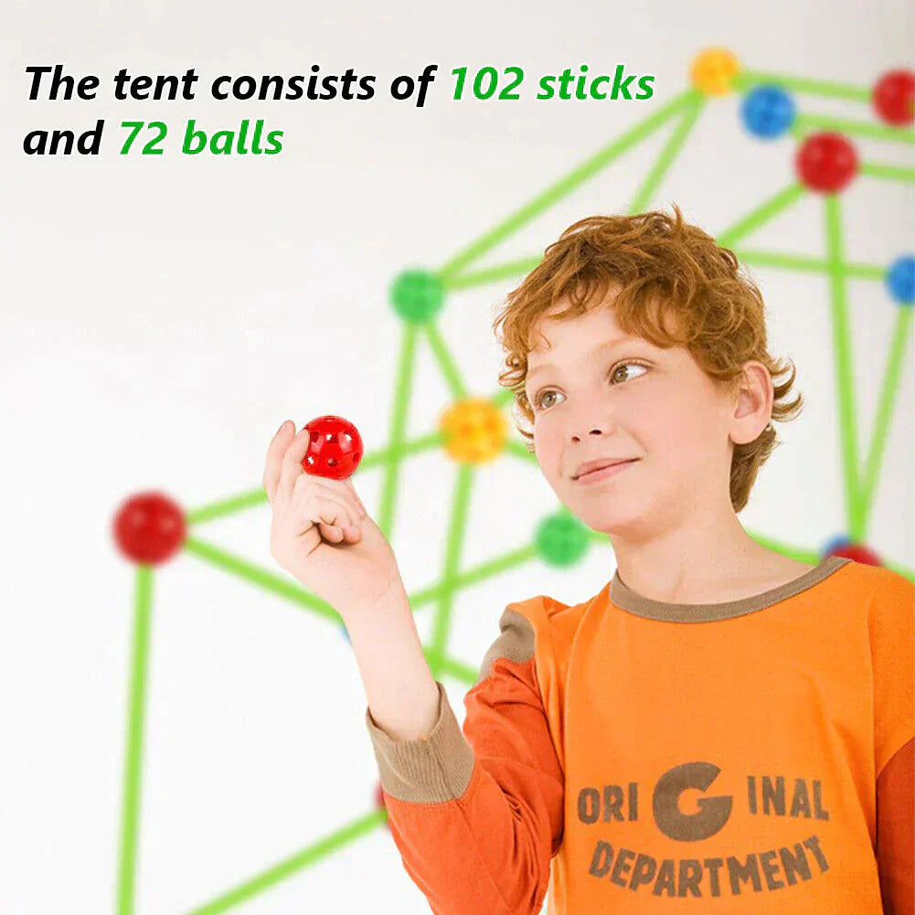 Byggesæt til børn | Kreativ leg | Konstruér slott | Tunneller og kojor | 130 dele | STEM læring