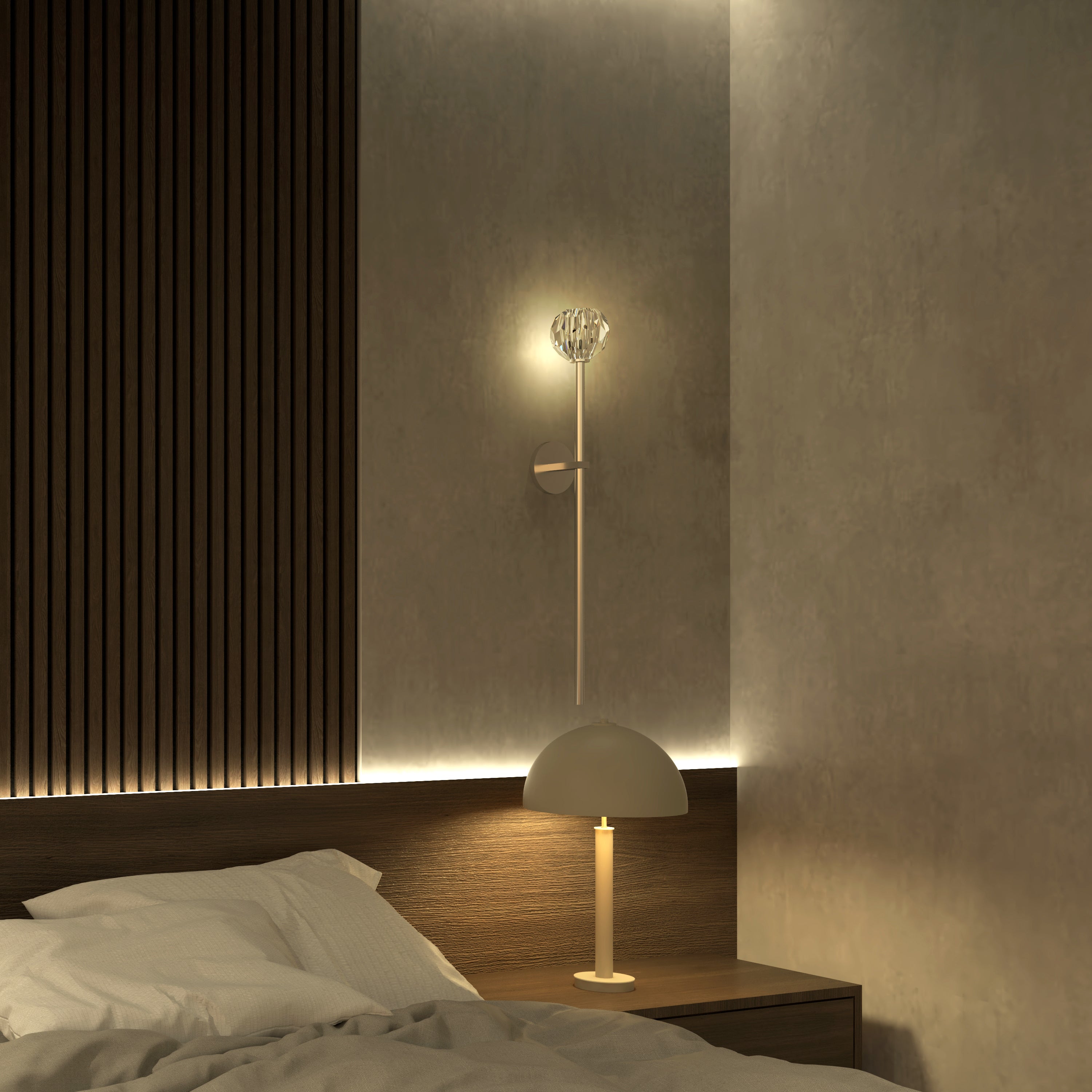 Lux Væglampe | Moderne Vægbelysning i Jern og Krystal | Fastnet Strøm | Højde 71 cm | G9 Pære | UL-certificeret | Sort, Guld, Sølv | 3000K Varm Lys