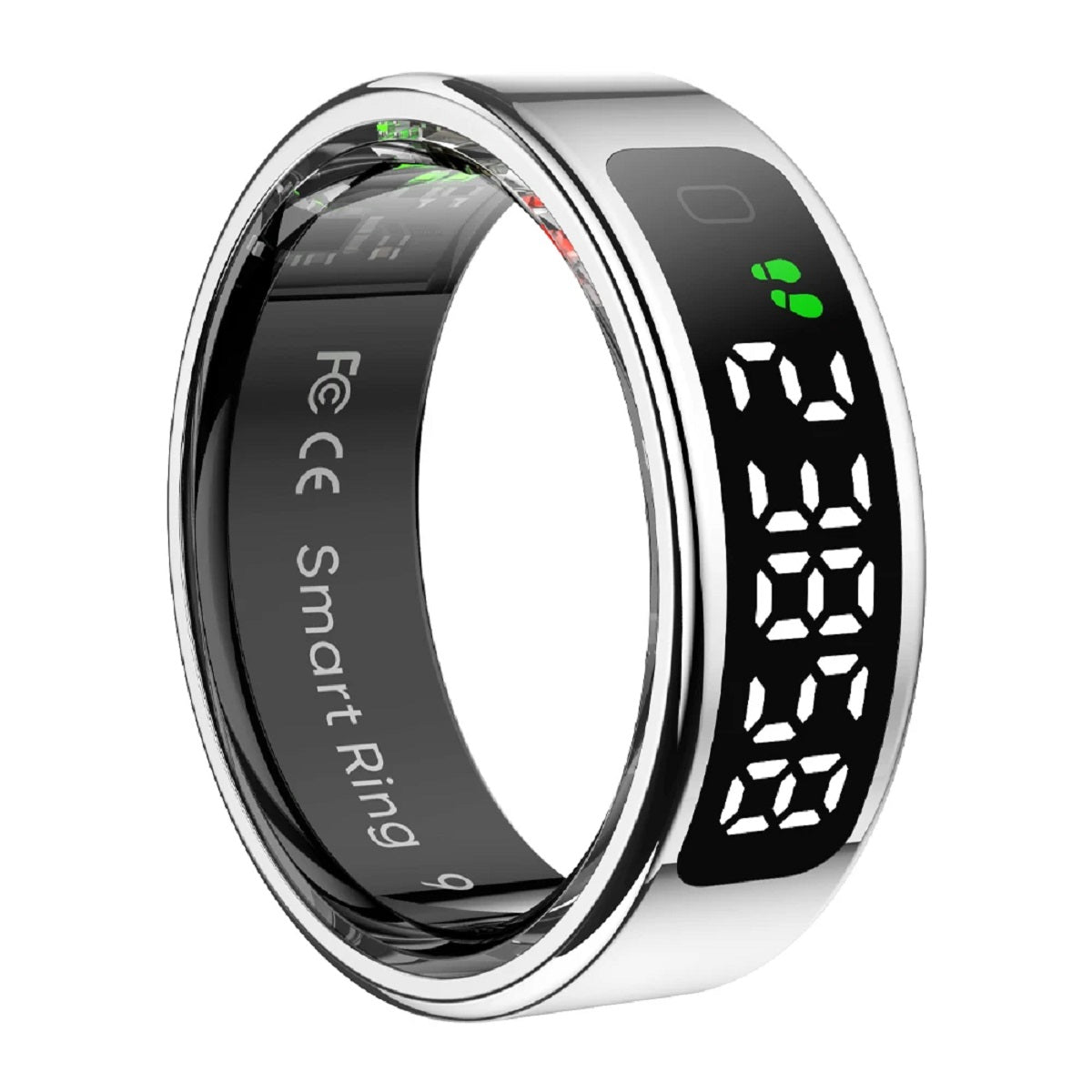 Smart ring med LED-touchskærm | Trådløs Bluetooth | Puls, søvn, stress | IP68/5ATM vandtæt | Kompatibel med Android og iOS | Geststyringfunktioner